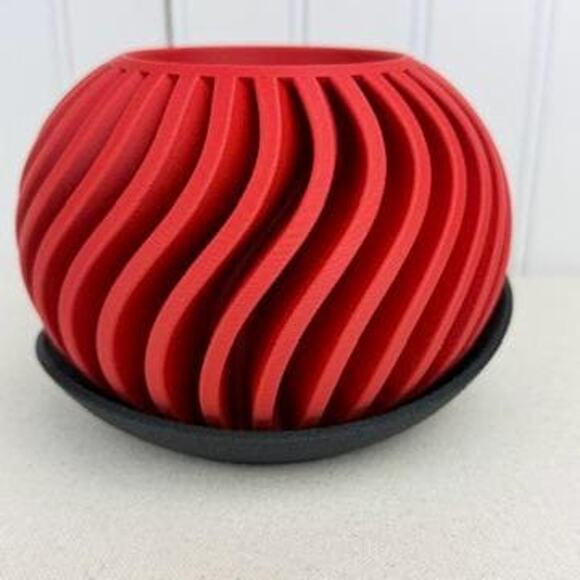 The Surge Planter, Indoor Flower Pot, Tabletop Planter, Wave Pattern - Picture 5 of 12